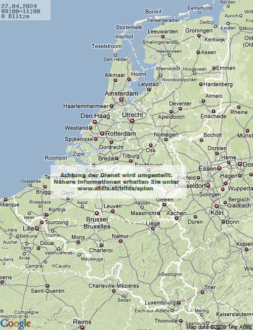 bliksem Nederland 09:00 UTC za, 27-04