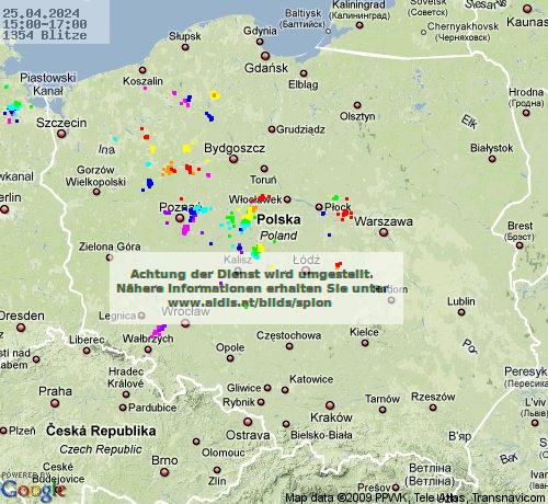bliksem Polen 15:00 UTC do, 25-04
