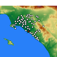 Nearby Forecast Locations - Costa Mesa - Kaart