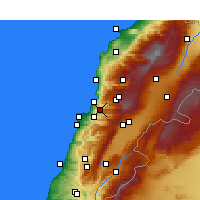 Nearby Forecast Locations - Bikfaya - Kaart