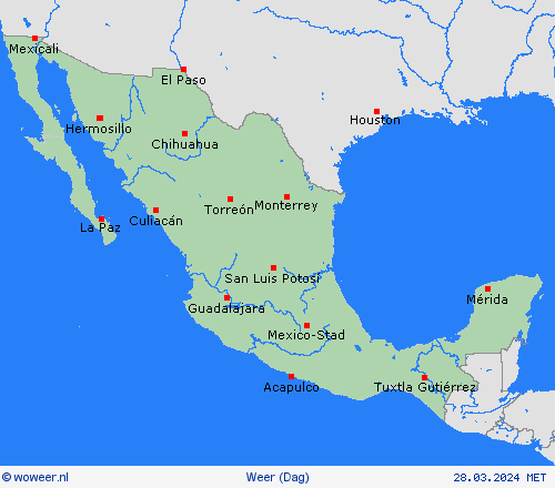 overzicht Mexico Centraal-Amerika Weerkaarten