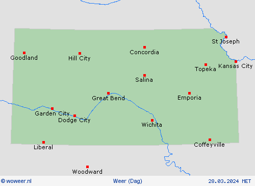 overzicht Kansas Noord-Amerika Weerkaarten