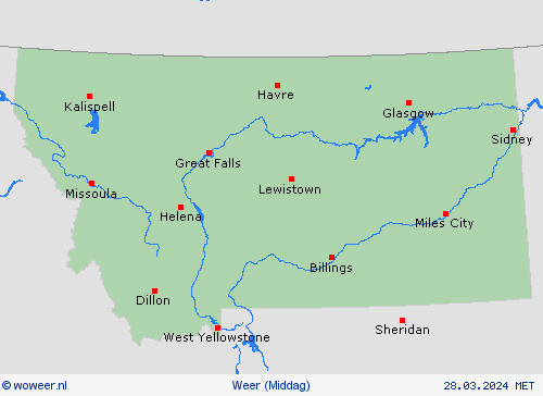 overzicht Montana Noord-Amerika Weerkaarten
