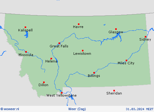 overzicht Montana Noord-Amerika Weerkaarten