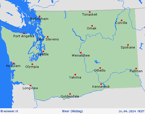 overzicht Washington Noord-Amerika Weerkaarten