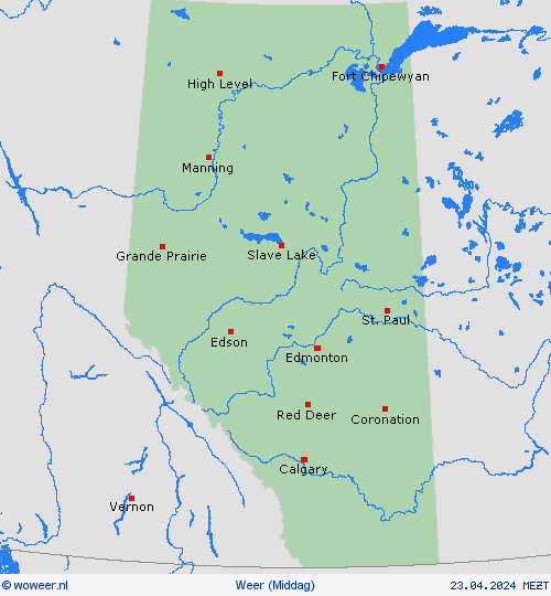 overzicht Alberta Noord-Amerika Weerkaarten