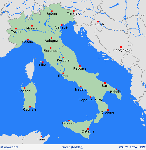 overzicht Italië Europa Weerkaarten