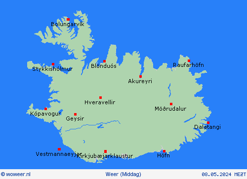 overzicht IJsland Europa Weerkaarten