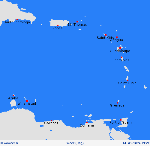 overzicht Kleine Antillen Europa Weerkaarten