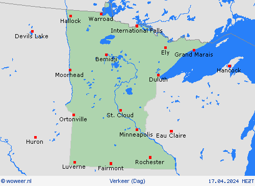 weer en verkeer Minnesota Noord-Amerika Weerkaarten
