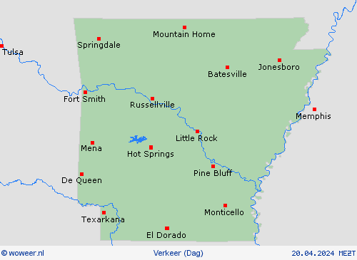 weer en verkeer Arkansas Noord-Amerika Weerkaarten