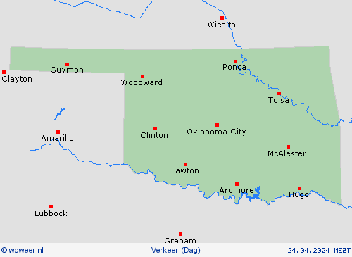 weer en verkeer Oklahoma Noord-Amerika Weerkaarten