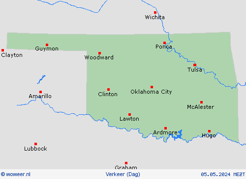 weer en verkeer Oklahoma Noord-Amerika Weerkaarten