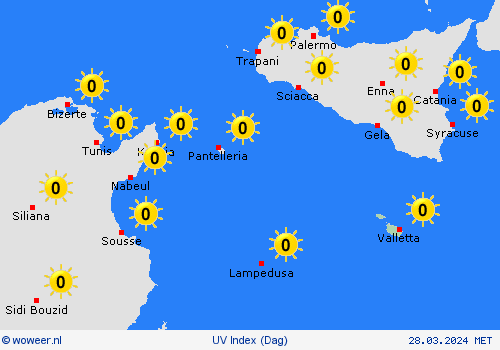 uv index Malta Europa Weerkaarten