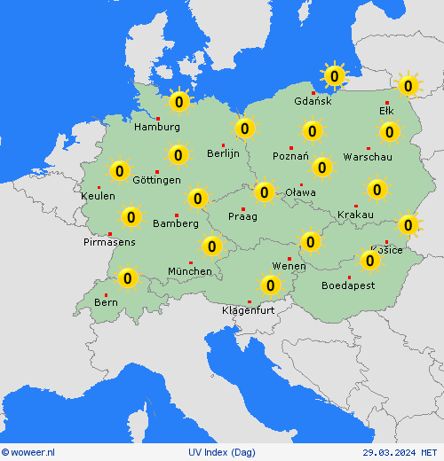 uv index  Europa Weerkaarten