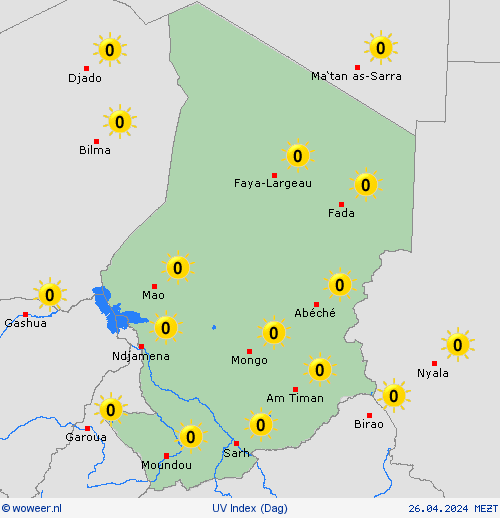 uv index Tsjaad Afrika Weerkaarten