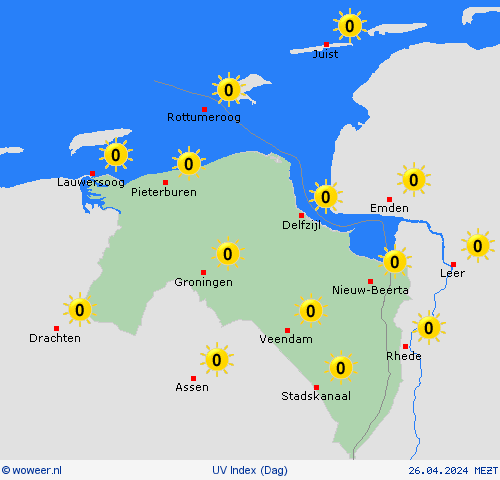 uv index  Nederland Weerkaarten