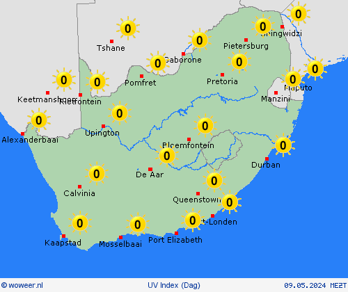 uv index Zuid-Afrika Afrika Weerkaarten