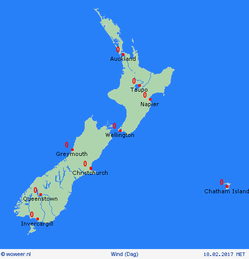 wind Nieuw-Zeeland Oceanië Weerkaarten
