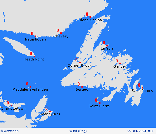 wind Saint-Pierre en Miquelon Noord-Amerika Weerkaarten