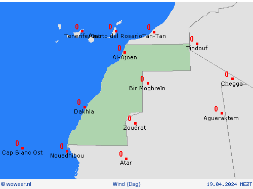 wind Westelijke Sahara Afrika Weerkaarten