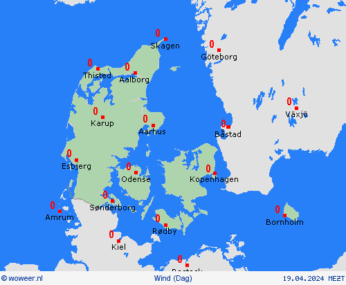 wind Denemarken Europa Weerkaarten