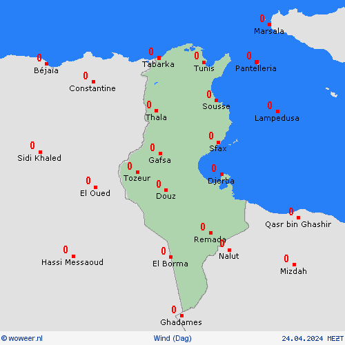 wind Tunesië Afrika Weerkaarten