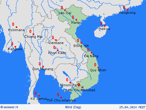 wind Vietnam Azië Weerkaarten