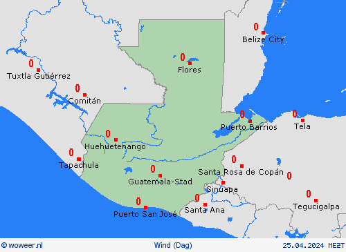 wind Guatemala Centraal-Amerika Weerkaarten