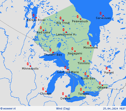 wind Ontario Noord-Amerika Weerkaarten
