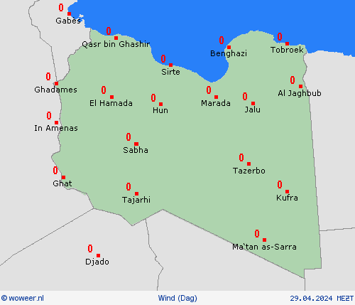 wind Libië Afrika Weerkaarten