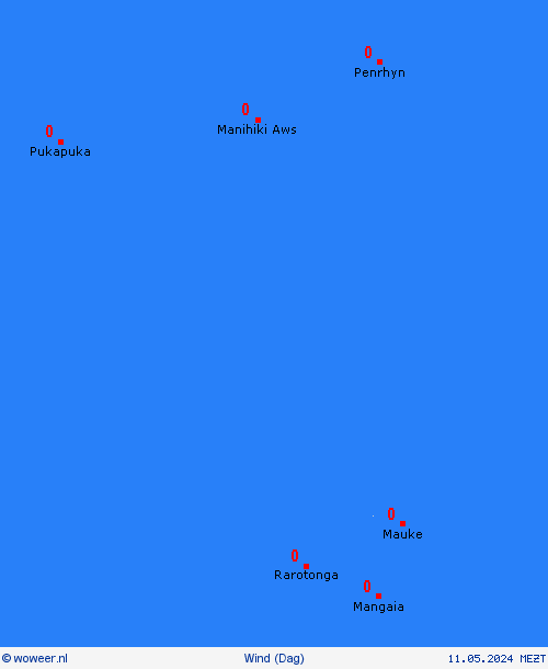 wind Cookeilanden Oceanië Weerkaarten
