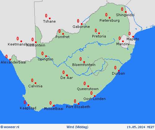 wind Zuid-Afrika Afrika Weerkaarten