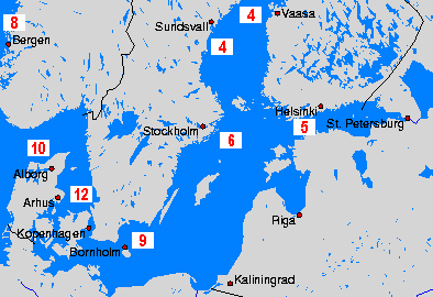 Watertemperaturen - Noord. Oostzee - zo, 28-04