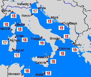 Centr. Middellandse Zee Watertemperatuurkaarten