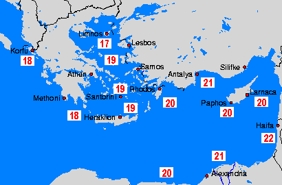 O. Middellandse Zee Watertemperatuurkaarten