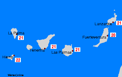 Canarische Eilanden Watertemperatuurkaarten