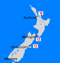Nieuw-Zeeland Watertemperatuurkaarten