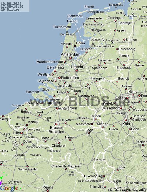 bliksem Nederland 17:30 UTC za, 10-06