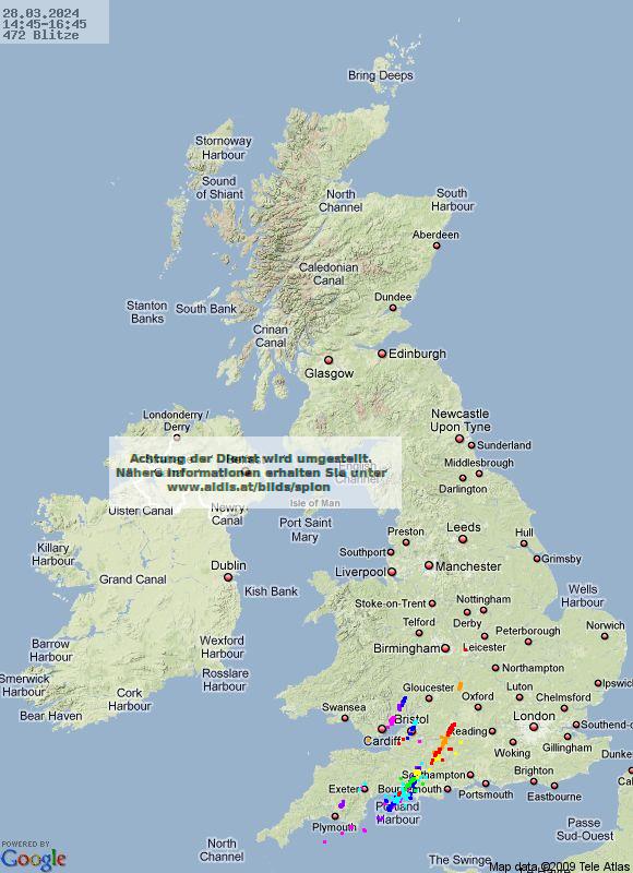 bliksem Verenigd Koninkrijk 15:45 UTC do, 28-03