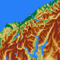 Nearby Forecast Locations - Mt.Aspiring NP - Kaart