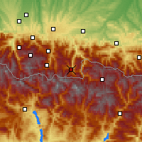 Nearby Forecast Locations - Bagnères-de-Luchon - Kaart