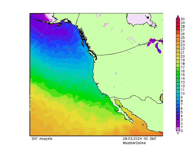 Pacific SST do 28.03.2024 00 UTC