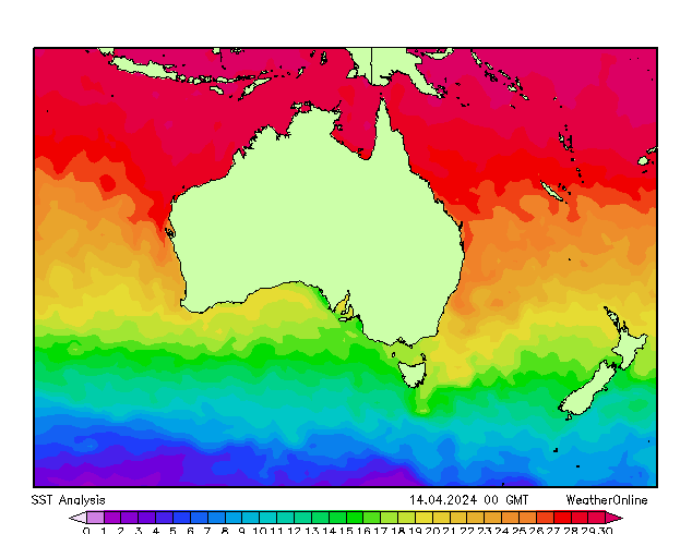 Australië SST zo 14.04.2024 00 UTC