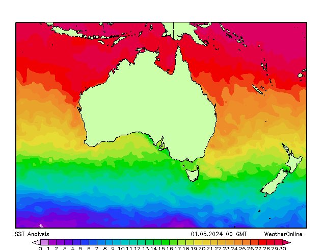Australië SST wo 01.05.2024 00 UTC