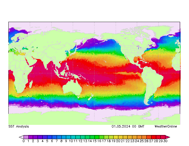 Wereld SST wo 01.05.2024 00 UTC