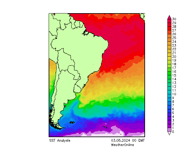 Atlantische Oceaan SST vr 03.05.2024 00 UTC