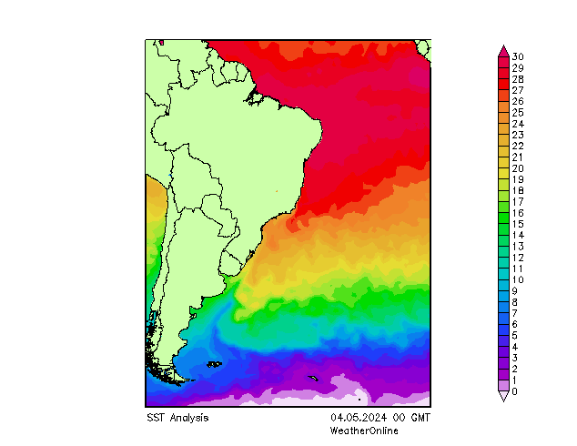 Atlantische Oceaan SST za 04.05.2024 00 UTC
