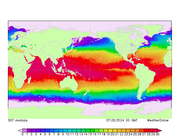 Wereld SST di 07.05.2024 00 UTC