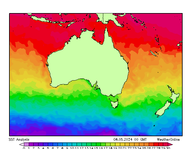 Australië SST wo 08.05.2024 00 UTC
